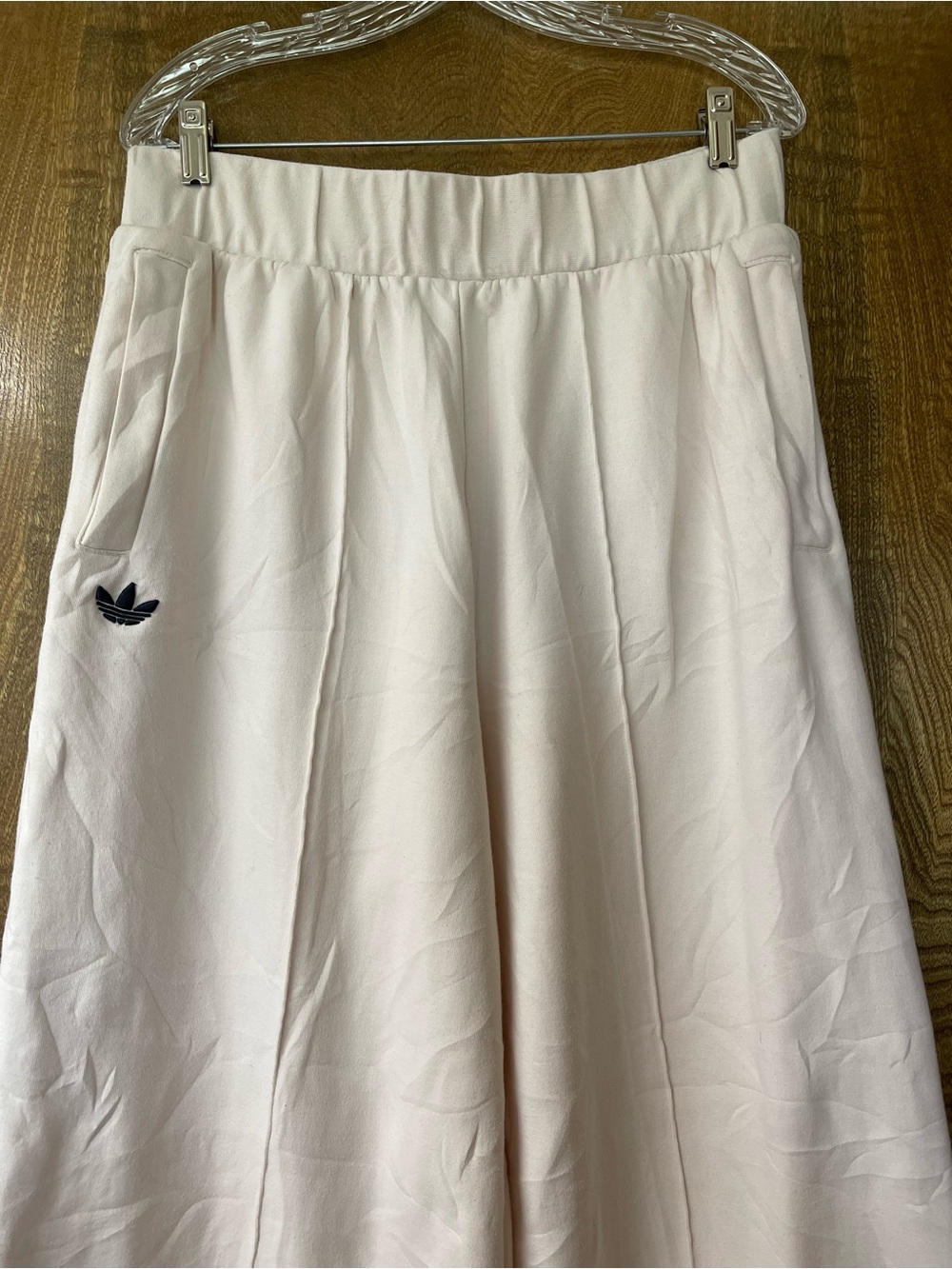 Adidas XL Wide Leg Track Pants Beige Black Ultra High RisePalazzo Athletic Pants - Picture 4 of 9